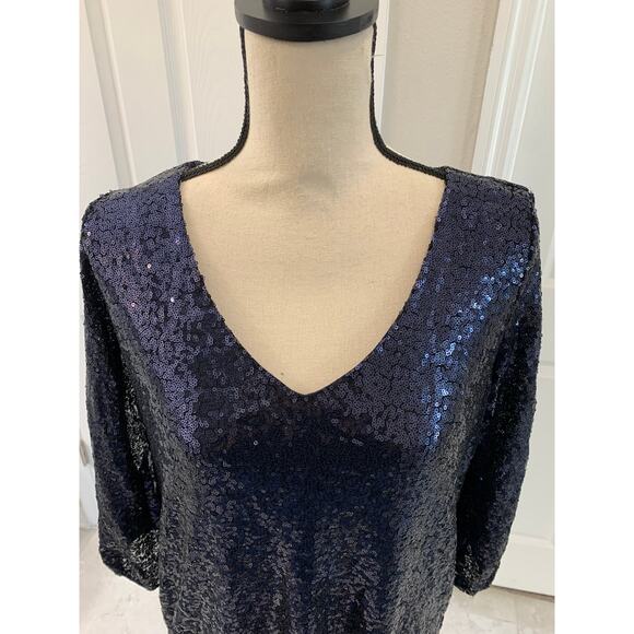 NWT Lulus blue sequin long sleeve cut out arm detail dress - M - Picture 4 of 10